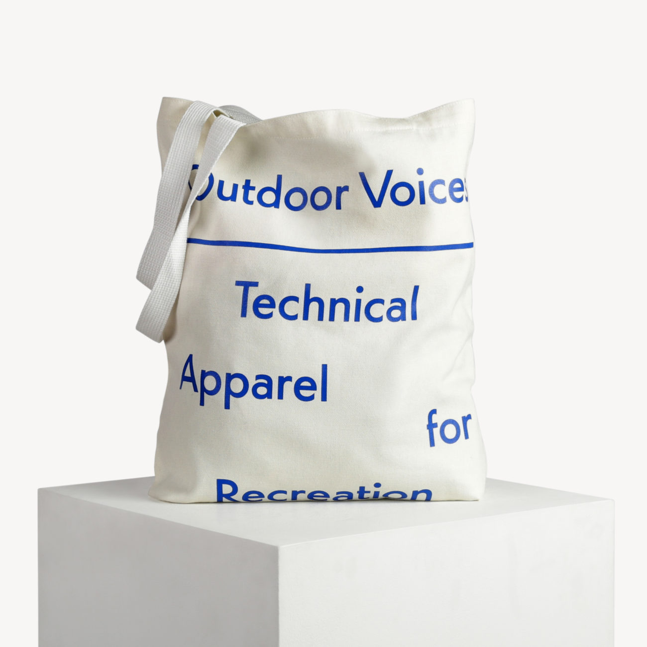Custom tote bag for Outdoor Voices Screen Printing on cotton.