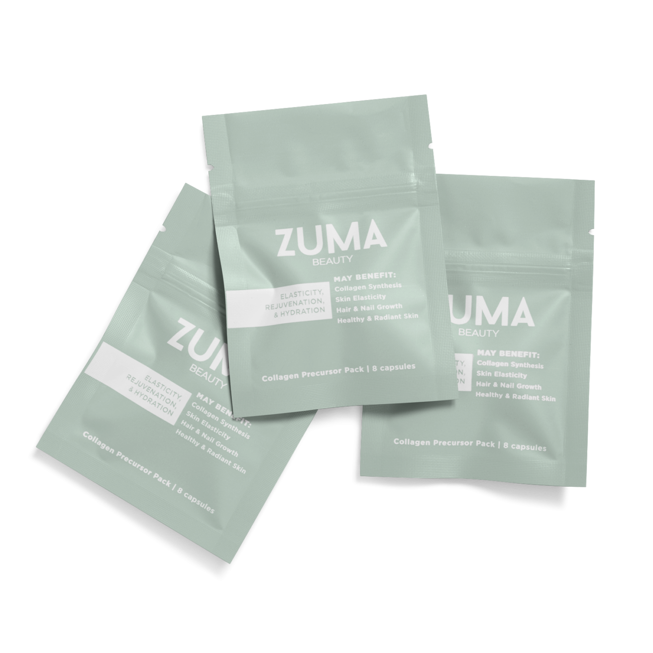 Custom stand up pouch for Zuma Nutrition Rotogravure on metallized opp/pet/lldpe.