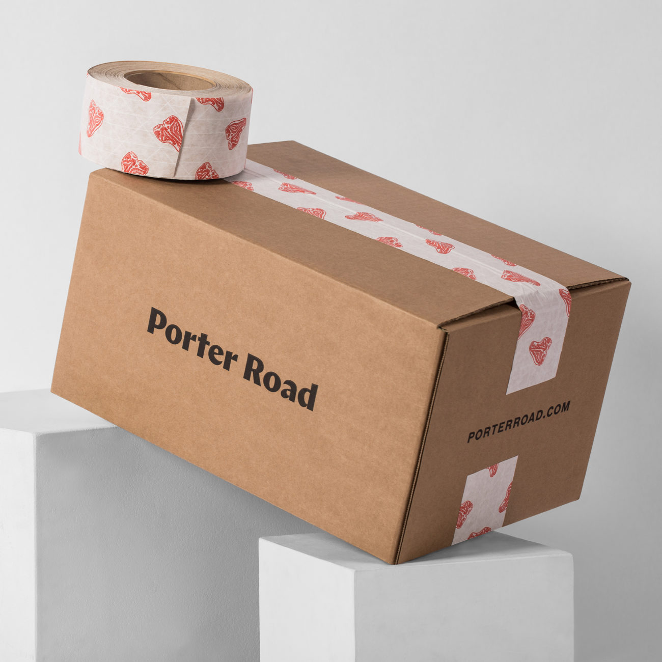 Custom reinforced gummed paper tape for Porter Road Flexography on natural kraft liner.