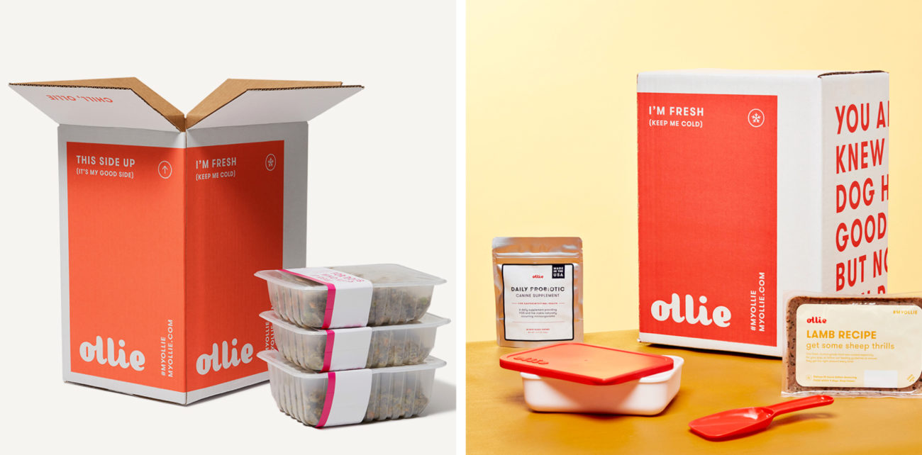 Before: individual, single-use plastic trays. After: vacuum sealed film packs with reusable pup-tainer. Ollie and Lerer Hippeau, Ollie: Launching a New Unboxing – Well Made E75