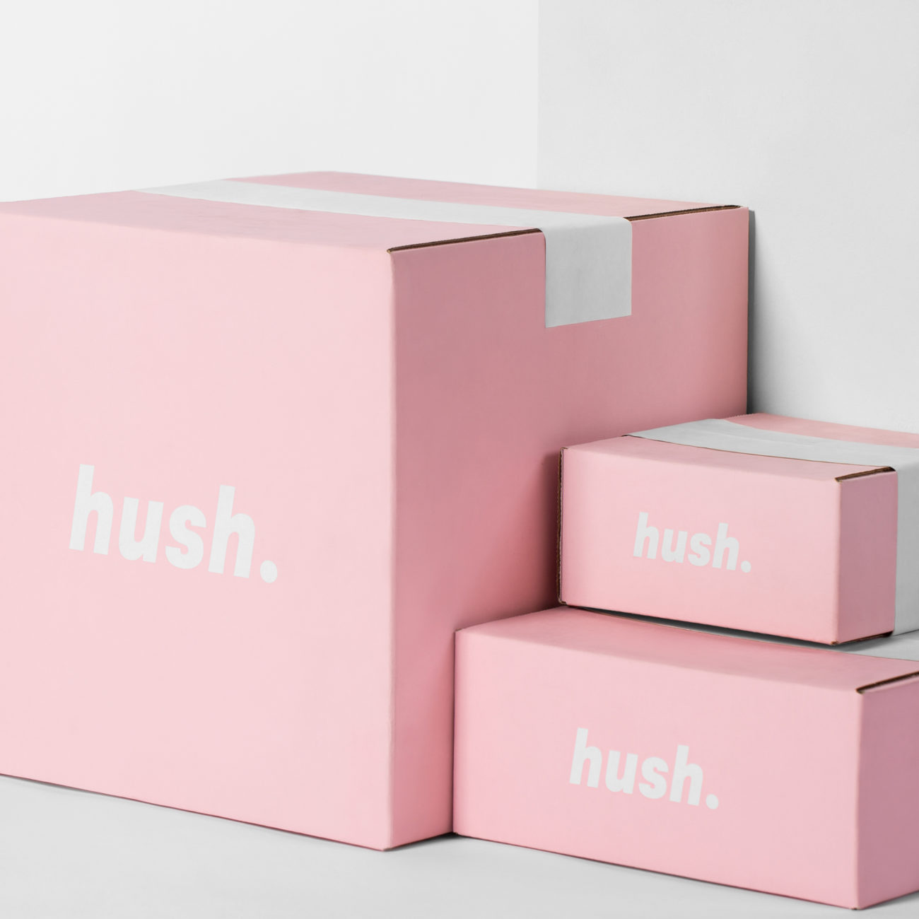 Custom slotted corrugated box for Hush