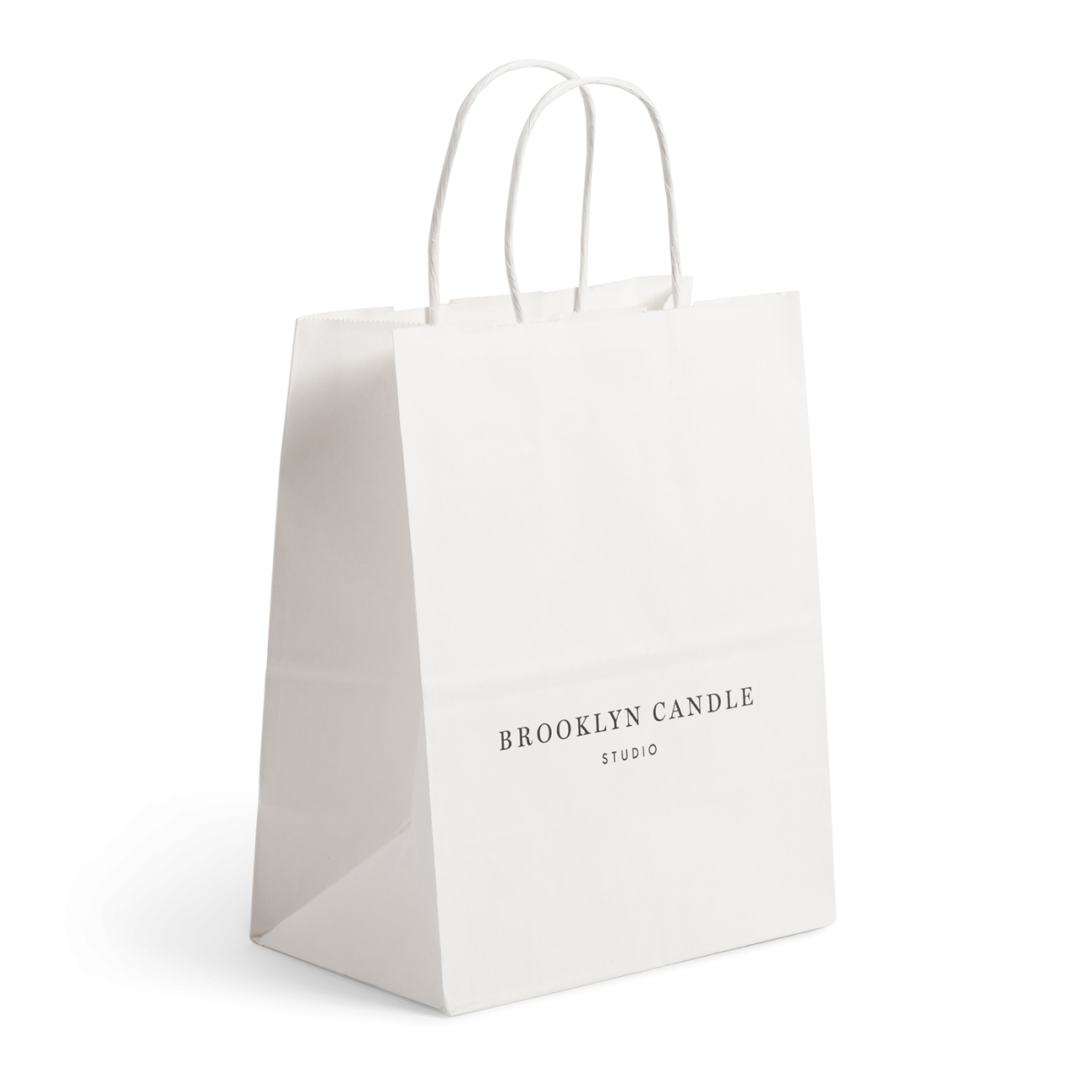 Custom twisted handle retail bag for Brooklyn Candle Studio